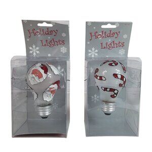 Target Holiday Christmas Lightbulbs Santa Candy Canes Works 2001 Lot of 2 NEW